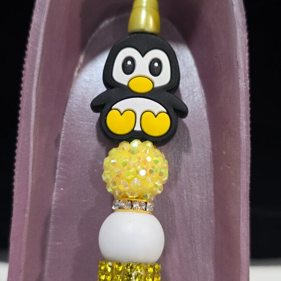 Pick-a-Pretty Penguin Pen Holiday Red or Gray by PenGwensPosh-w/Black Ink - Picture 5 of 7